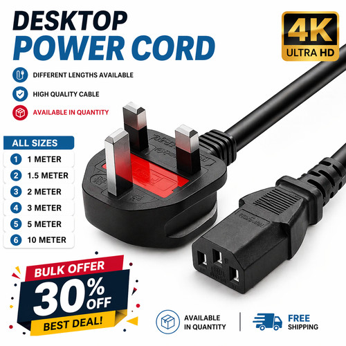 Power cord plug - power, uk