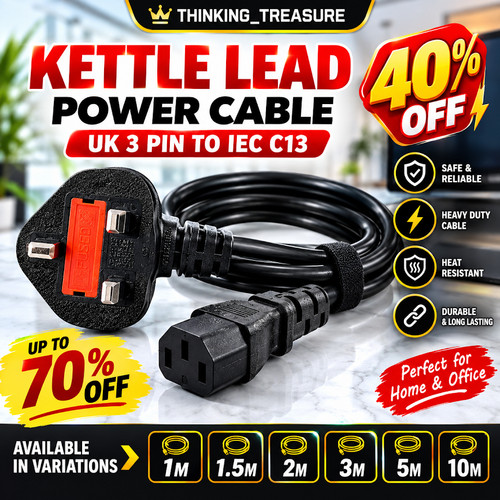 Kettle 13a lead power cable - uk,